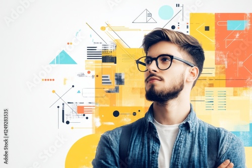 A graphic designer following an online module on UI/UX design principles