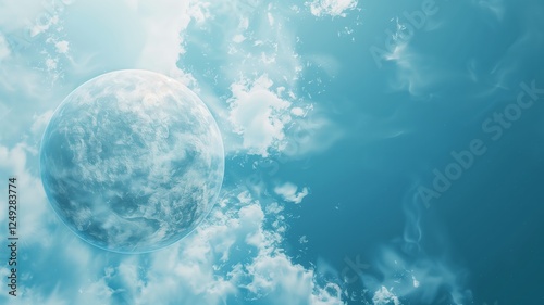 A luminous planet with swirling clouds and glowing city lights