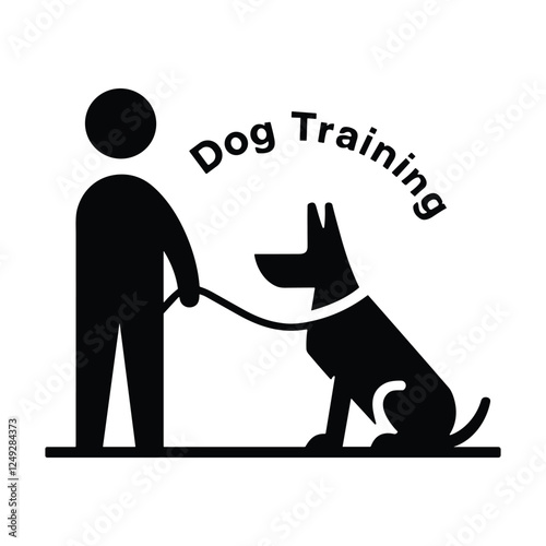 Dog Training Icon: Person and Dog on Leash