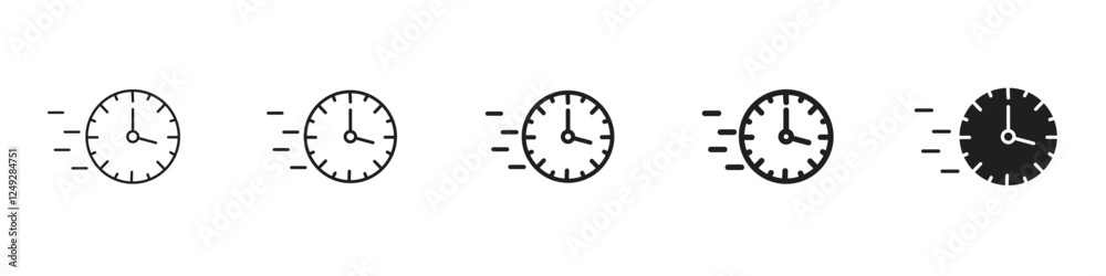 set of 5 pixel perfect Clock icon with 1 unexpanded, 1 silhouette, Clock icon for time management, reminders, scheduling and deadlines set of 5 pixel perfect Clock icon with 1 unexpanded, 1 silhouette, Clock icon for time management, reminders, scheduling and deadlines