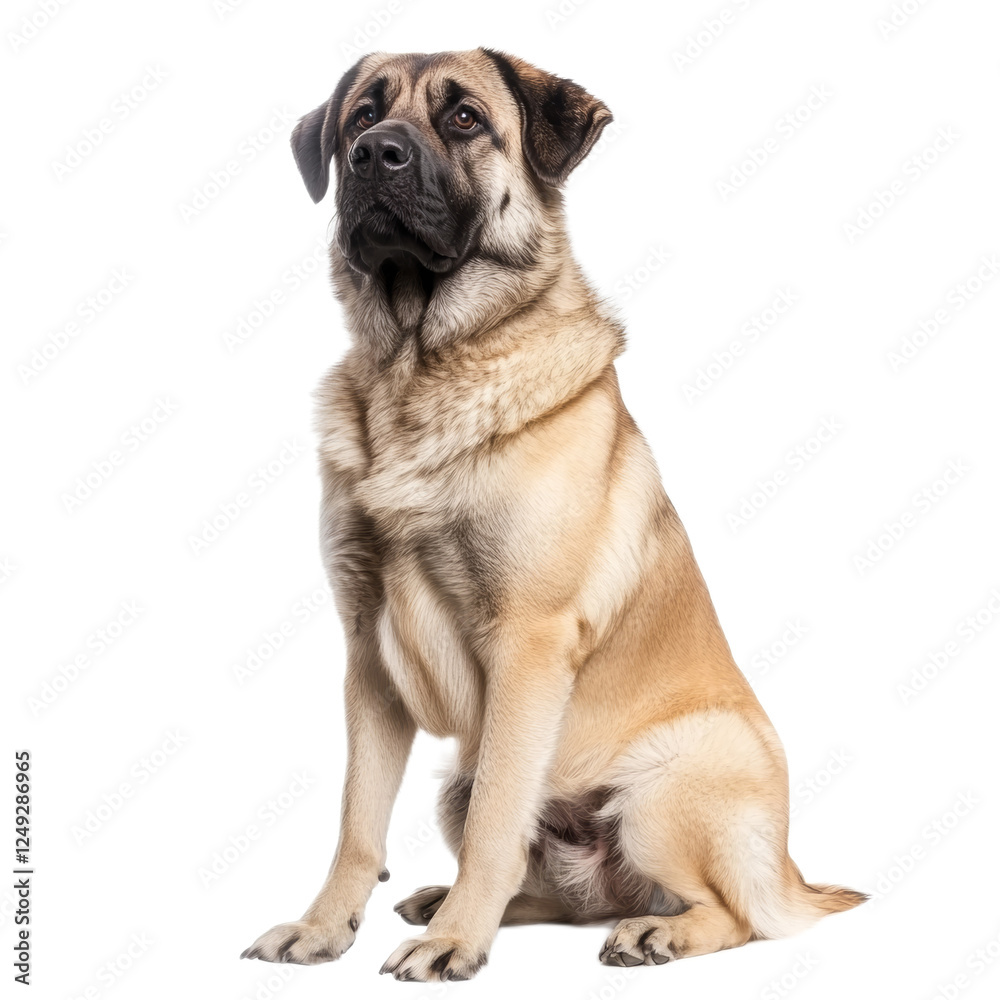 Anatolian Shepherd Dog Sitting Against White Background. Anatolian Shepherd Dog Sitting Against White Background.