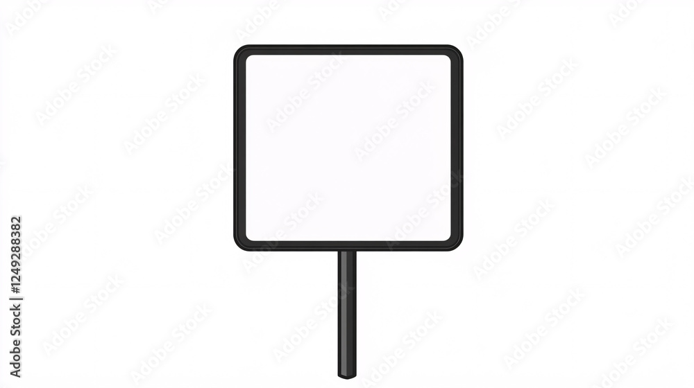 a simple blank square sign with a black border and a straight pole against a plain white background ready for customization or text addition
a simple blank square sign with a black border and a straight pole against a plain white background ready for customization or text addition