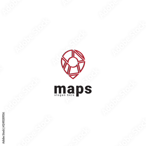 road map logo with pin point, travel, vacation, logo design vector.