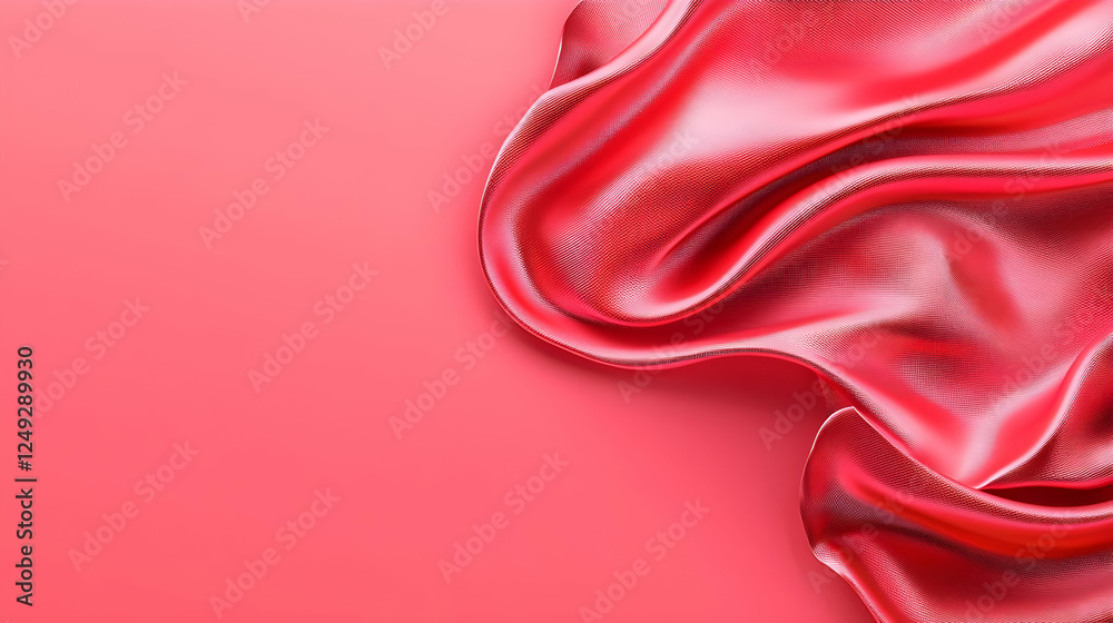Obraz premium Soft Red Fabric Drapery on Smooth Bright Pink Background