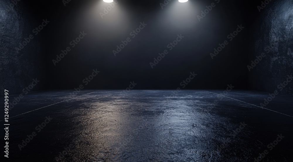Dark Concrete Studio Interior with Spotlights Dark Concrete Studio Interior with Spotlights