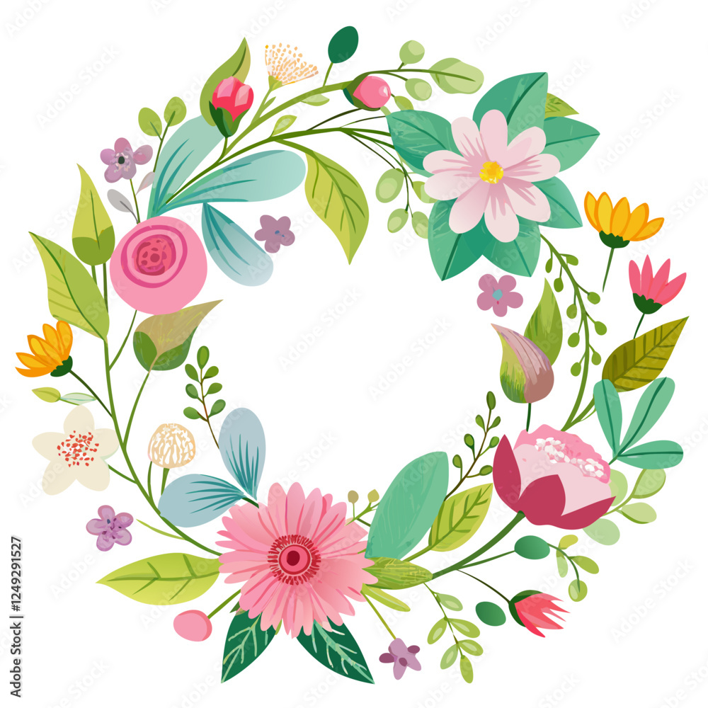 Obraz premium Spring Floral Watercolor Wreath