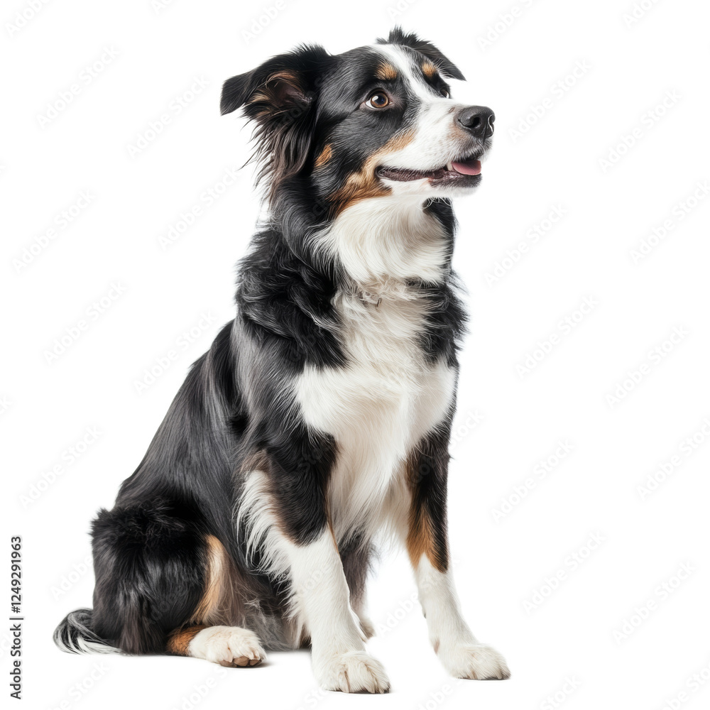 Australian Shepherd Dog Sitting, Looking Up Australian Shepherd Dog Sitting, Looking Up