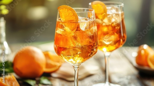aperol spritz cocktails with oranges