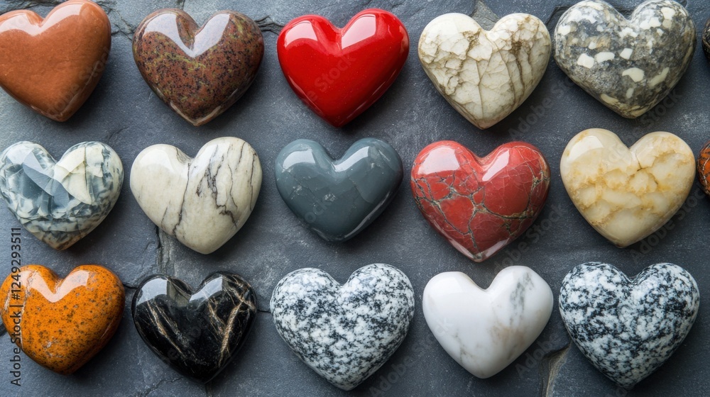 Obraz premium collection of polished heart shaped stones