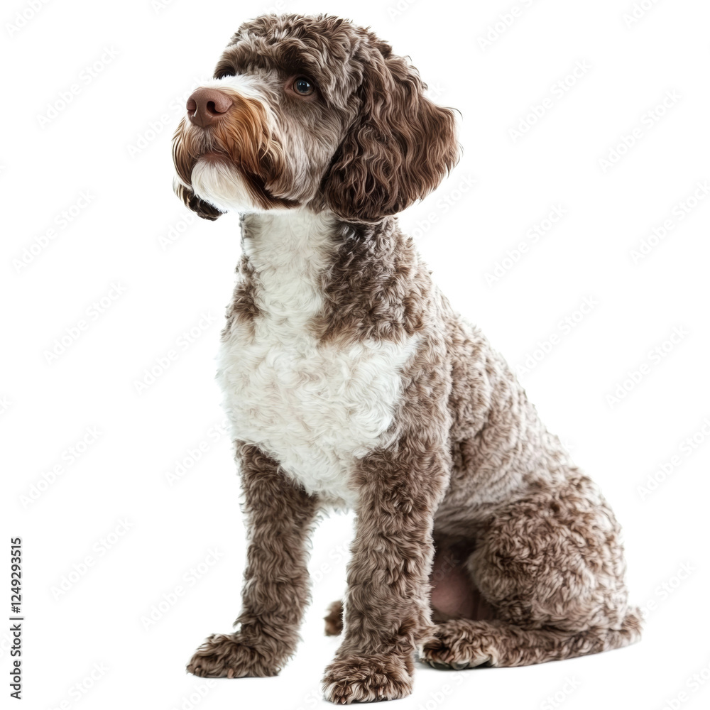 Adorable Brown and White Cockapoo Puppy Sitting Adorable Brown and White Cockapoo Puppy Sitting