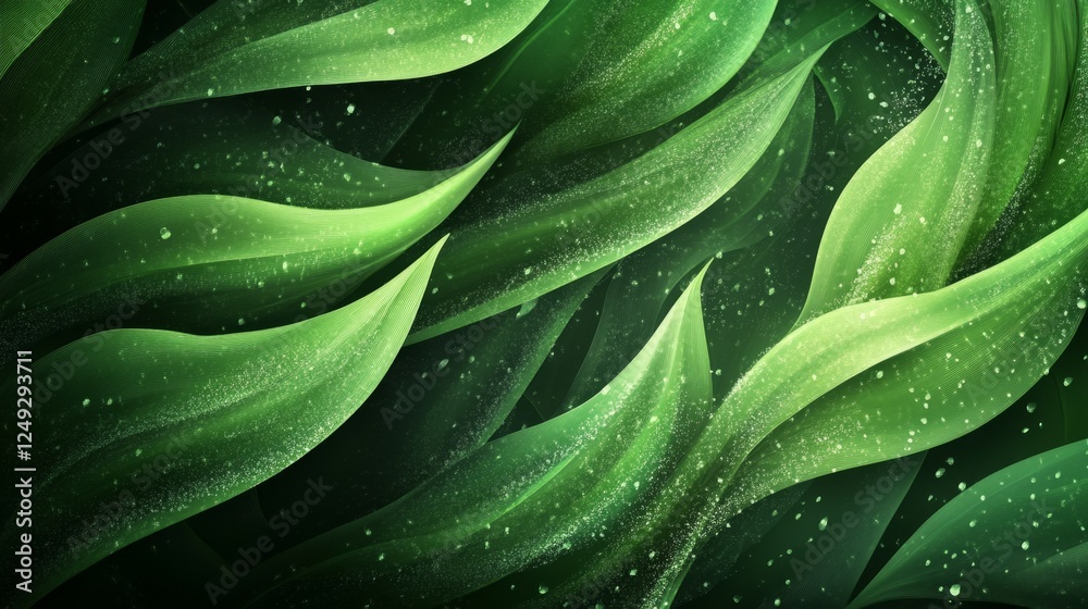 Obraz premium Morning dewdrops reflecting sunlight green grass field nature photography outdoor environment close-up view serenity and freshness