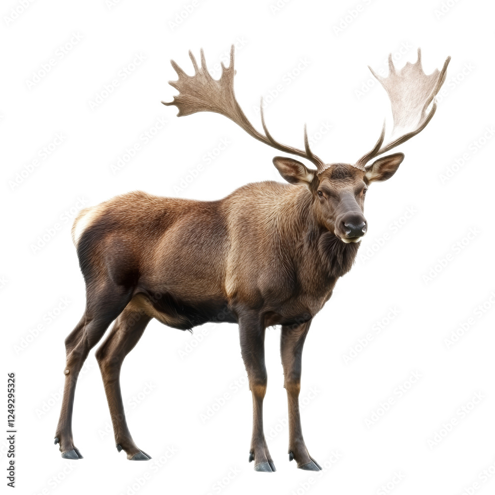 Majestic Elk with Large Antlers Isolated on White Majestic Elk with Large Antlers Isolated on White