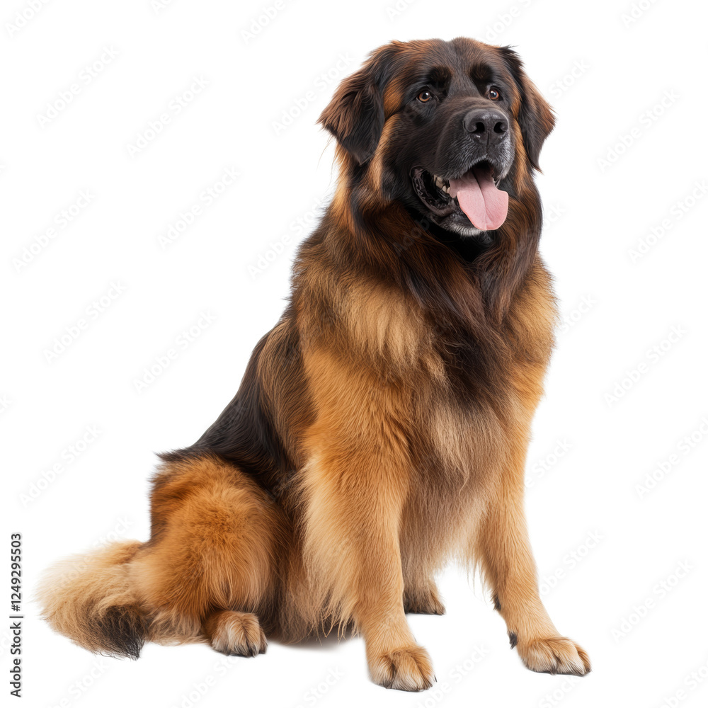 Leonberger Dog Sitting on White Background Leonberger Dog Sitting on White Background