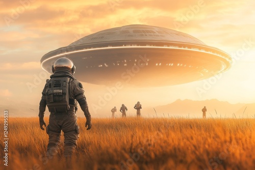 A space traveler experiencing first contact with an intelligent alien species on a distant planet