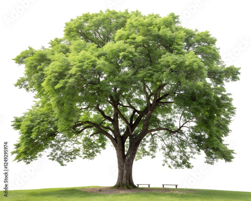 green tree isolated on white or transparent background