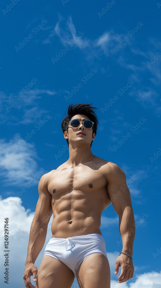 Fototapeta premium Hot Male Model in Sexy White Underwear