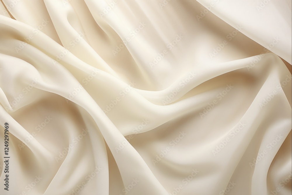 Obraz premium Minimalistic Beige Background with Crumpled Fabric Texture. Modern Natural Concept for Decoration, Design and Presentation