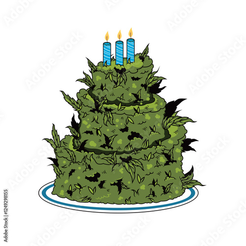 weed cake vector. Marijuana cake vector. marijuana birthday cake.