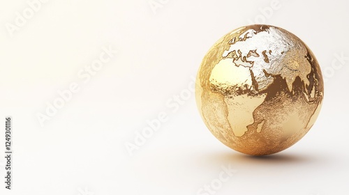 Fototapeta Naklejka Na Ścianę i Meble -  Golden Earth Globe on White Background (7)