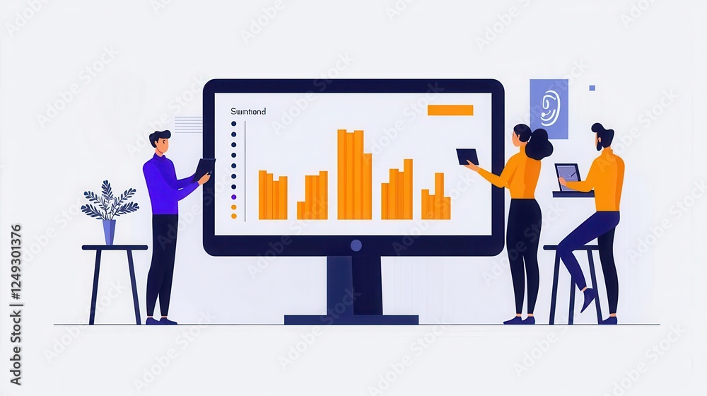 Fototapeta premium Business strategists using predictive analytics, refining planning for datadriven project management