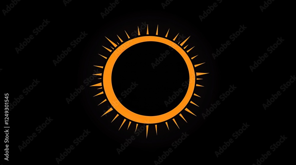 Abstract representation of a solar eclipse with radiating sun rays against a black background Abstract representation of a solar eclipse with radiating sun rays against a black background