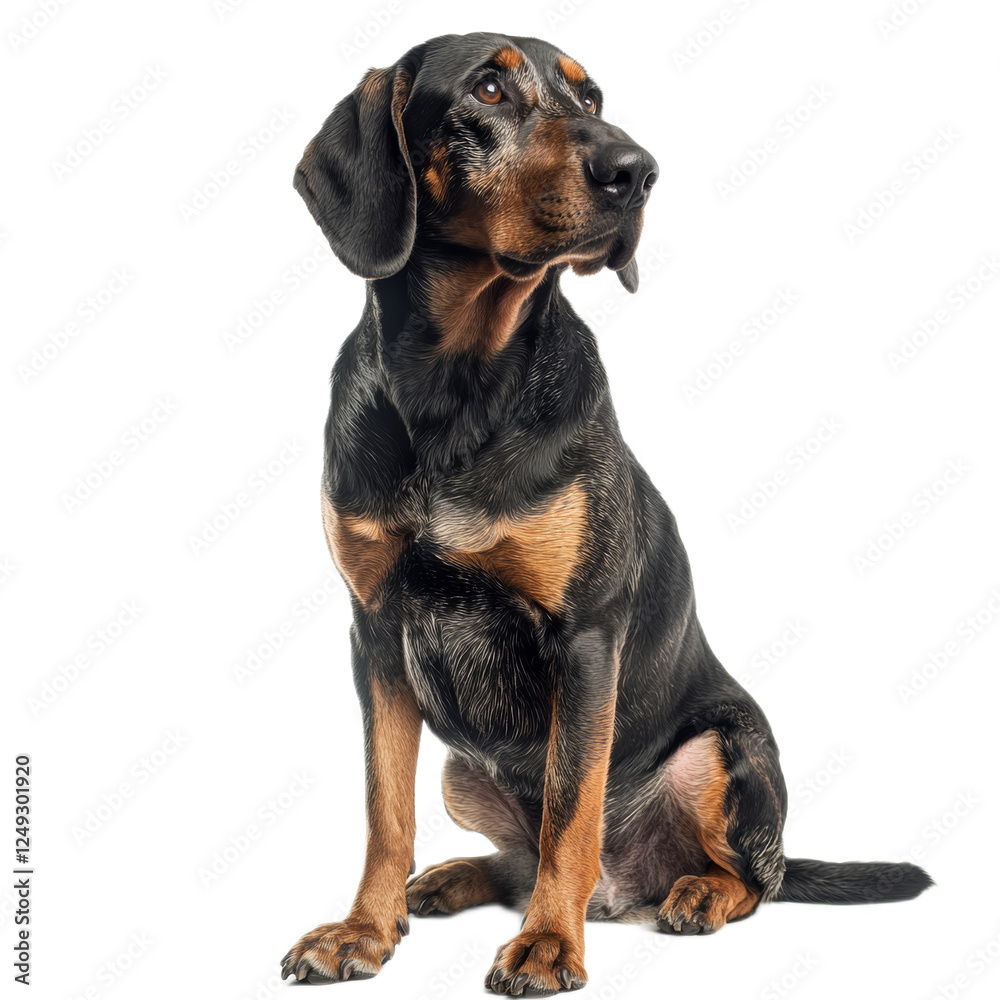 Hanoverian Hound Dog Sitting Isolated on White Hanoverian Hound Dog Sitting Isolated on White