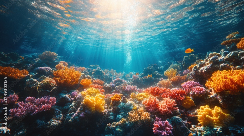 Fototapeta premium Vibrant coral reef under crystal-clear water