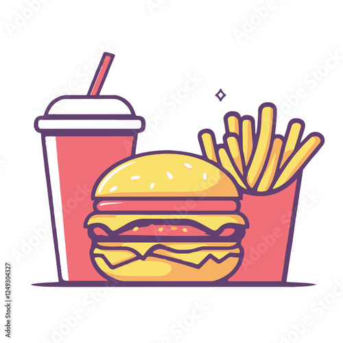 fast food clipart hamburger and fries with drink