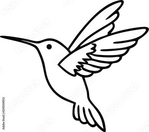 Hummingbird silhouette vector illustration flying near flowers on white background in eps format
