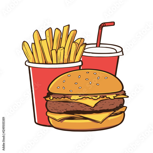 fast food clipart hamburger and fries with drink