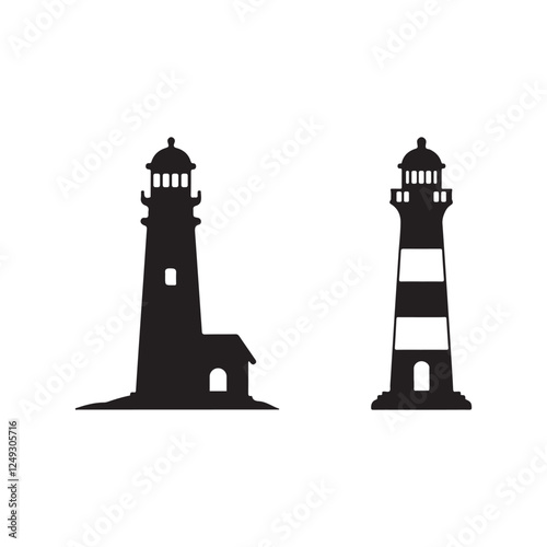 lighthouse icon silhouette vector flat design
