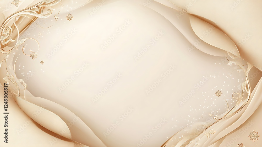 Fototapeta premium Elegant Beige Floral Design Wedding Invitation Background