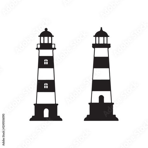 lighthouse icon silhouette vector flat design