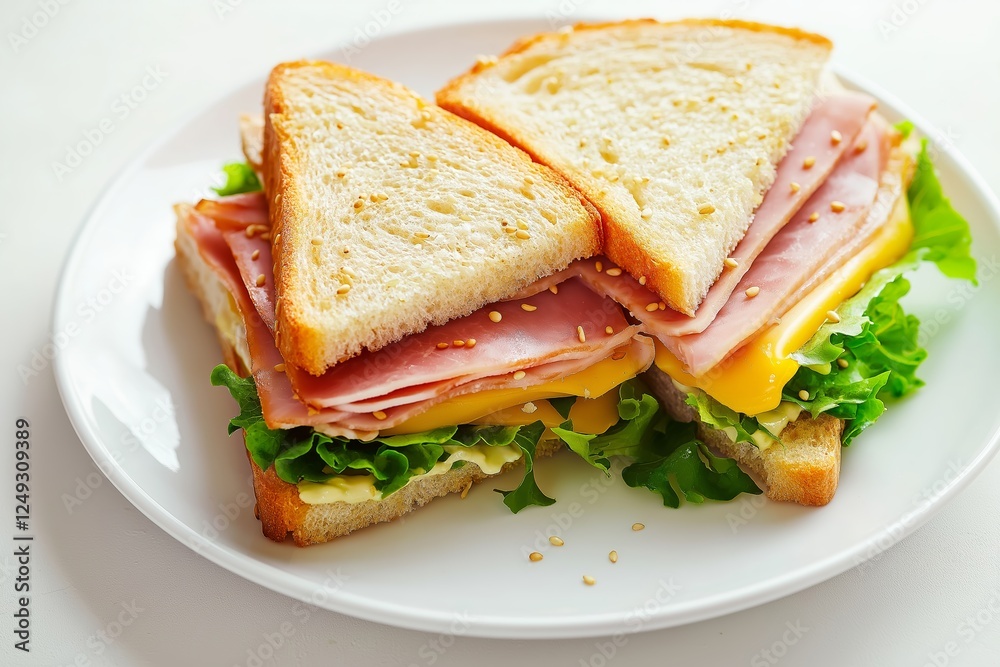 This delicious sandwich with ham and cheese cut into pieces is perfect for savory breakfasts. Enjoy a tasty meal that's both satisfying and quick to prepare. This delicious sandwich with ham and cheese cut into pieces is perfect for savory breakfasts. Enjoy a tasty meal that's both satisfying and quick to prepare.