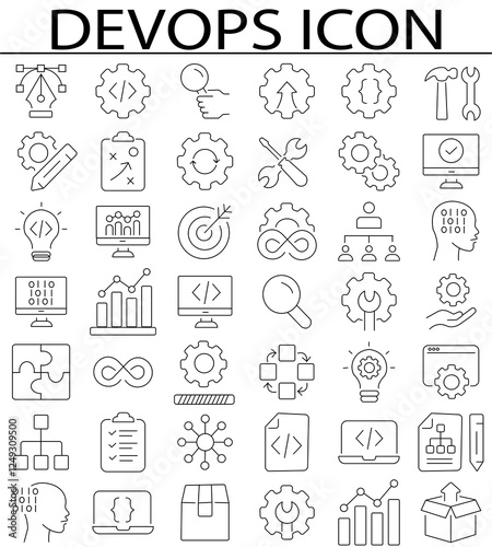 development and operations concept editable stroke outline