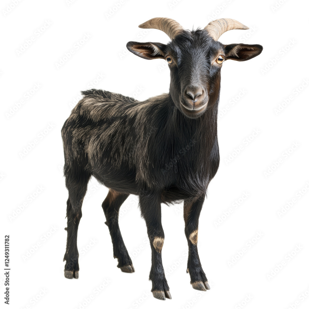 Black Goat Portrait on White Background Black Goat Portrait on White Background