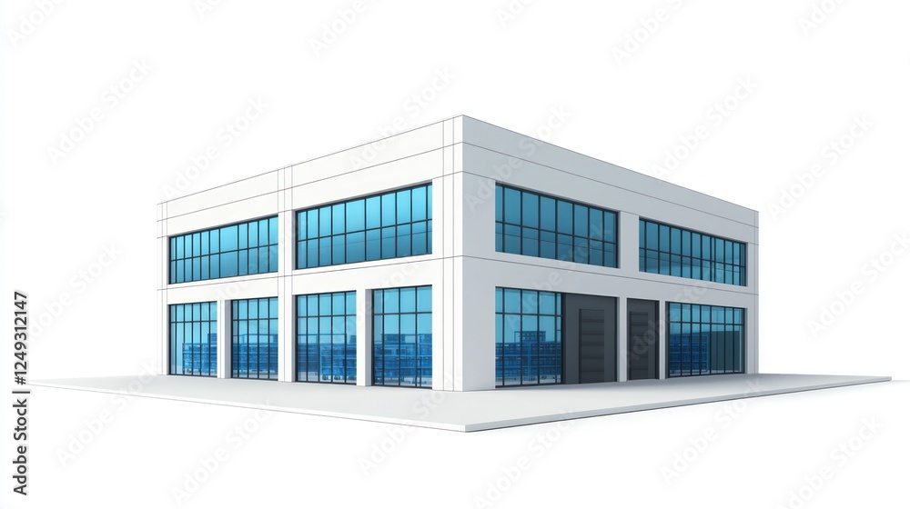 custom made wallpaper toronto digitalModern Office Building, 3D Model, Isolated Background, Architectural Design, Stock Photo