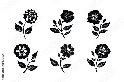 Checkerbloom (Sidalcea spp.) silhouette vector art illustration