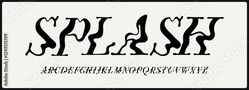 Abstract serif vector font with liquid y2k style. 