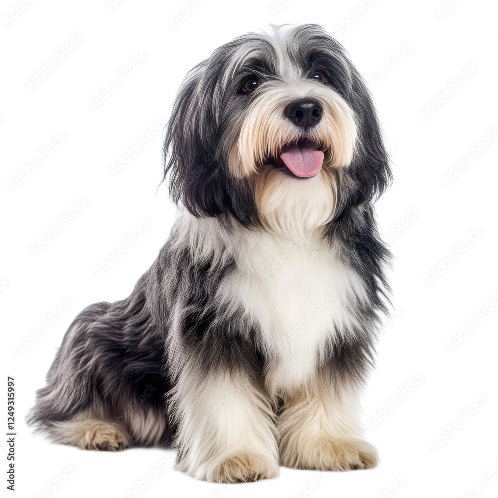Happy Tibetan Terrier Sitting on White Background Happy Tibetan Terrier Sitting on White Background
