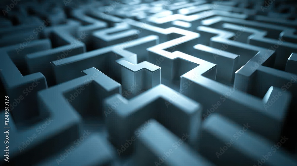 Intricate 3D maze design with shadows and highlights, creating a sense of depth and complexity Intricate 3D maze design with shadows and highlights, creating a sense of depth and complexity