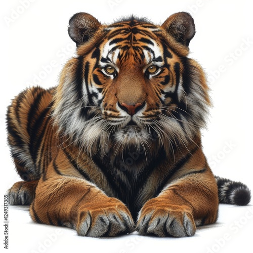 Isolated tiger cutout on a clean white background, perfect for creative design and art projects. photo