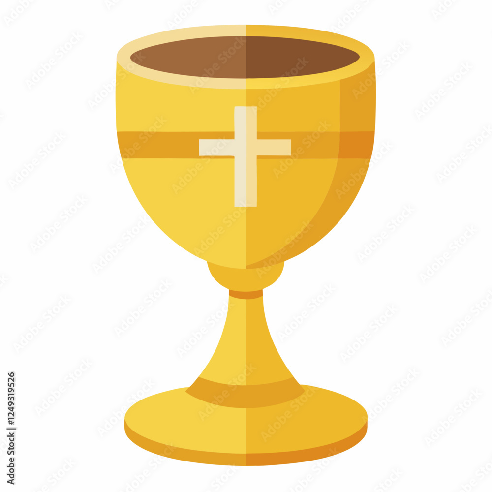 Communion Cup icon in golden color with cross symbol Communion Cup icon in golden color with cross symbol