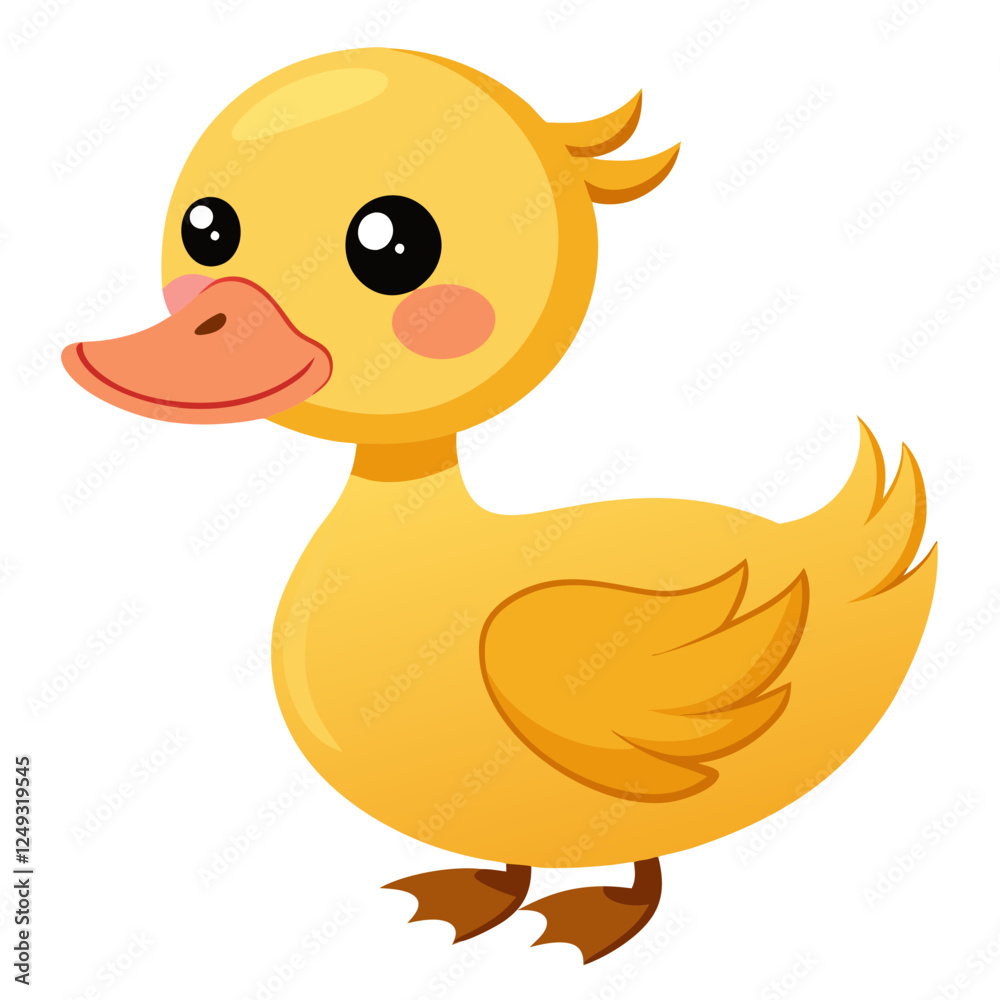 Fototapeta premium Duckling icon smiling and standing on a white background