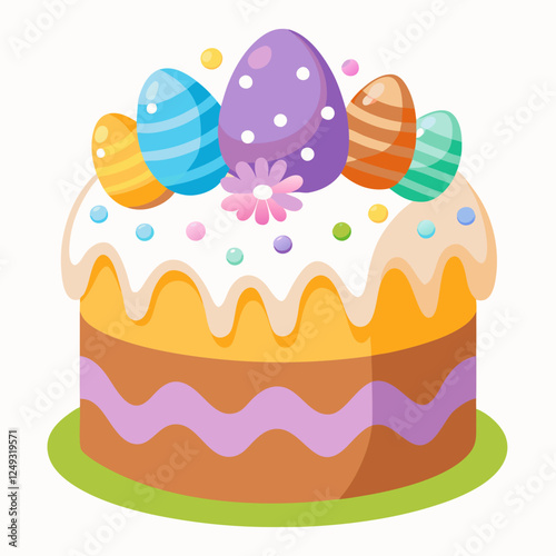 Easter Cake with colorful eggs and decorations