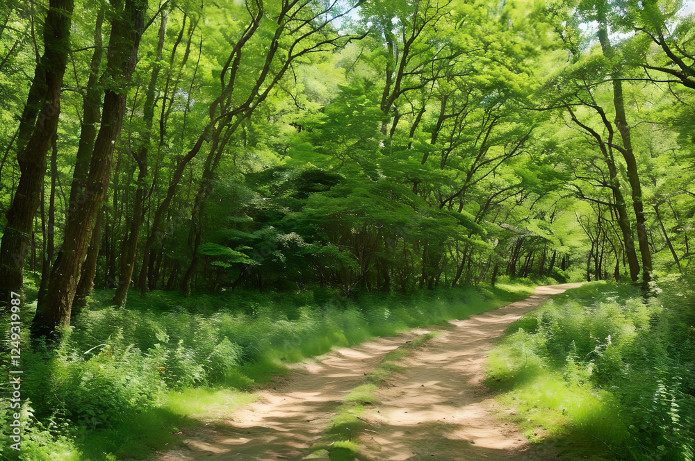 Obraz premium 緑豊かな森の小道