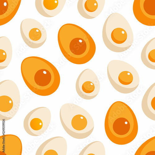 Egg Pattern design in vibrant colors on white background