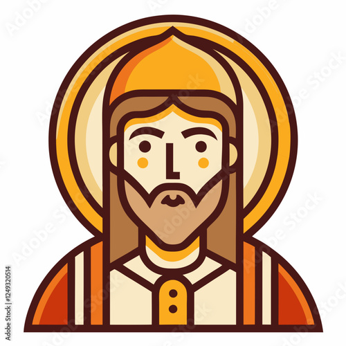Religious Icon with stylized figure and halo