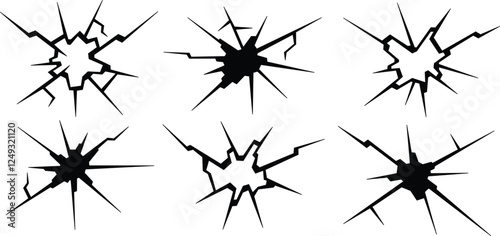 Simple ground hole crack wall set illustration