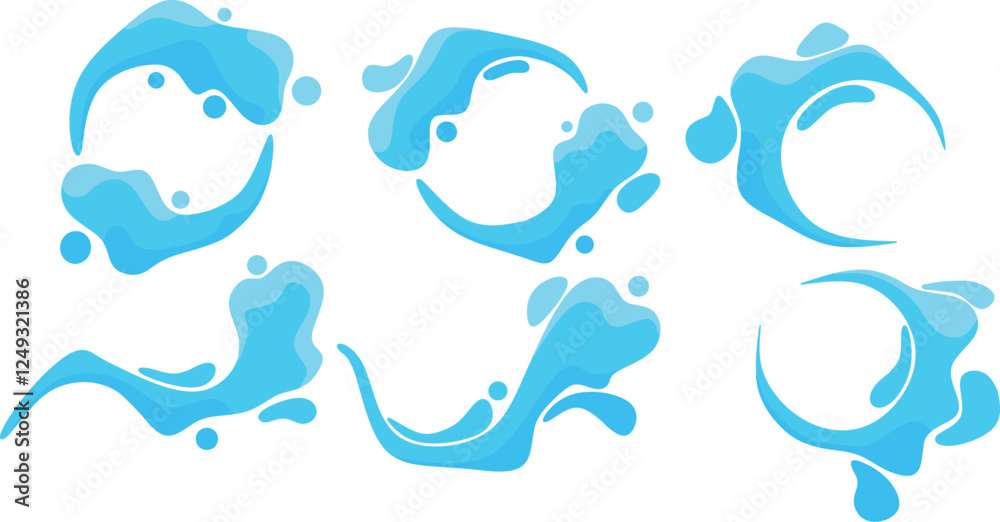 Fototapeta premium simple blue water splash set illustration 